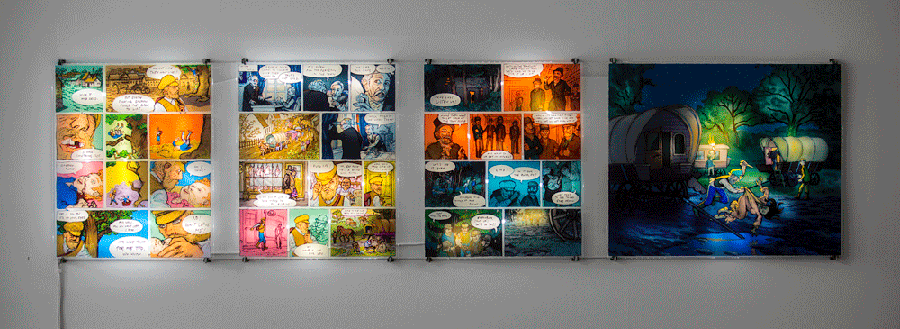 2012, Acrylic, wood, steel and LED-lights, 232 x 57,5 cm.